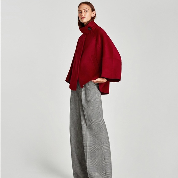 zara red cape blazer